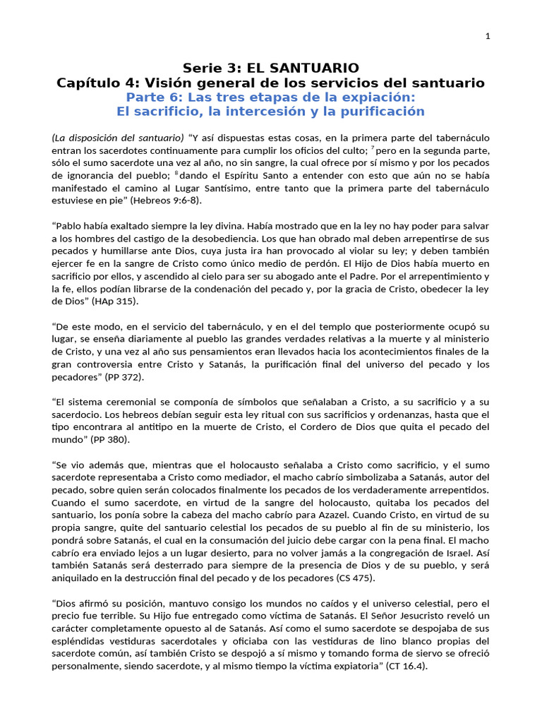 6) Las Tres Etapas de La Expiación El Sacrificio, La Intercesión y La ...