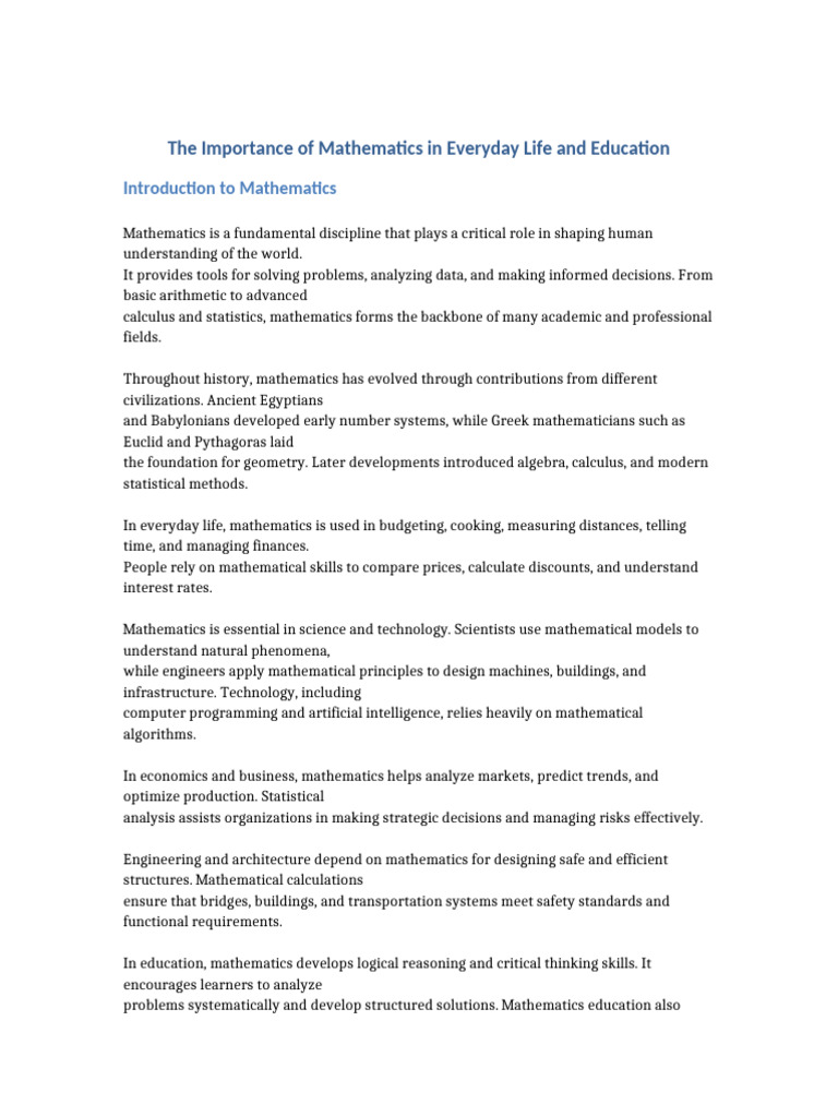 11 Page Mathematics Document | PDF | Teaching Mathematics | Science