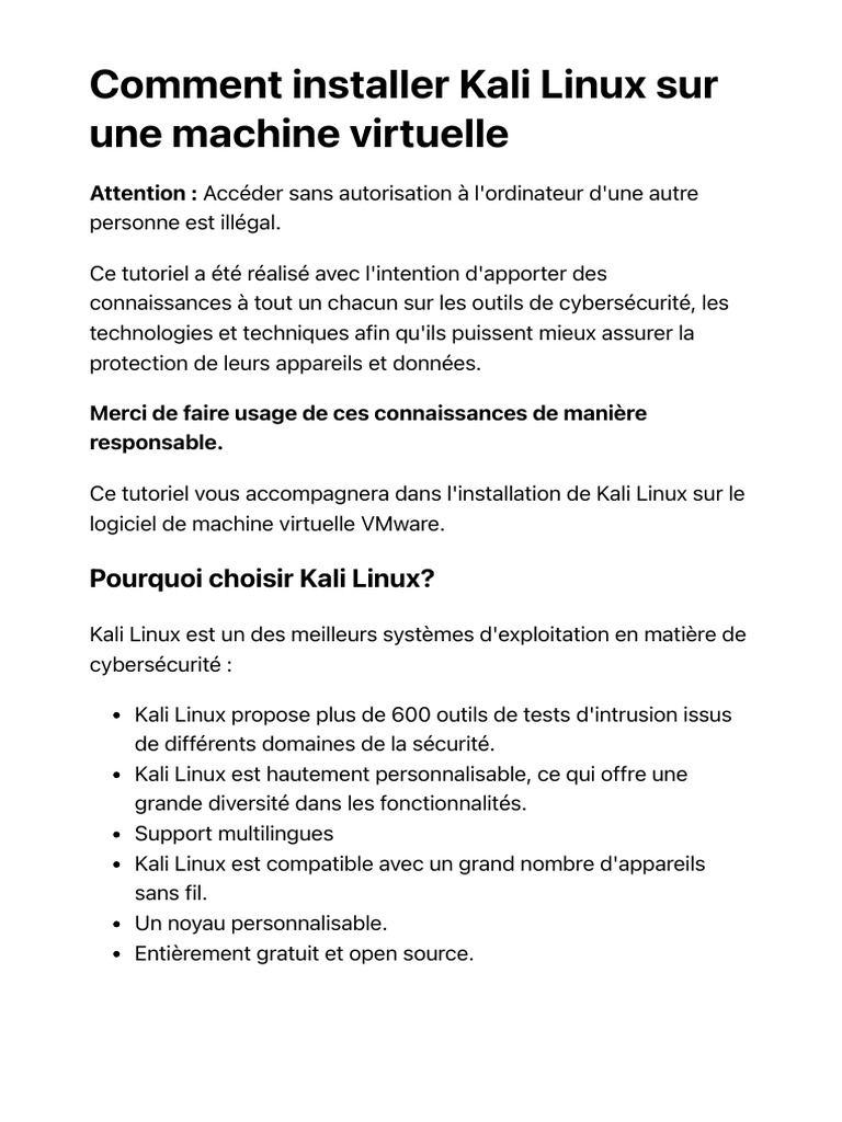 Comment Installer Kali Linux Sur Une Machine Virtuelle - Tutoriel de ...
