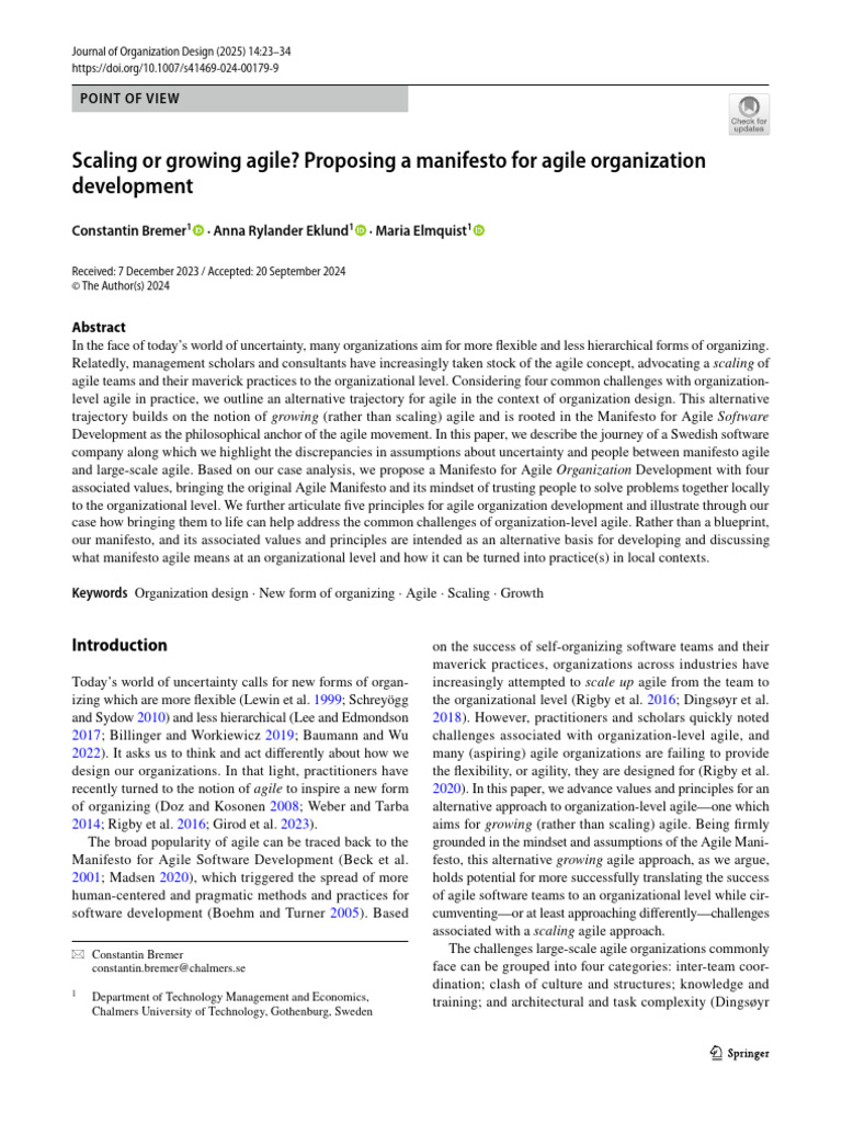 Scaling or Growing Agile 2024 | PDF | Agile Software Development | Mindset