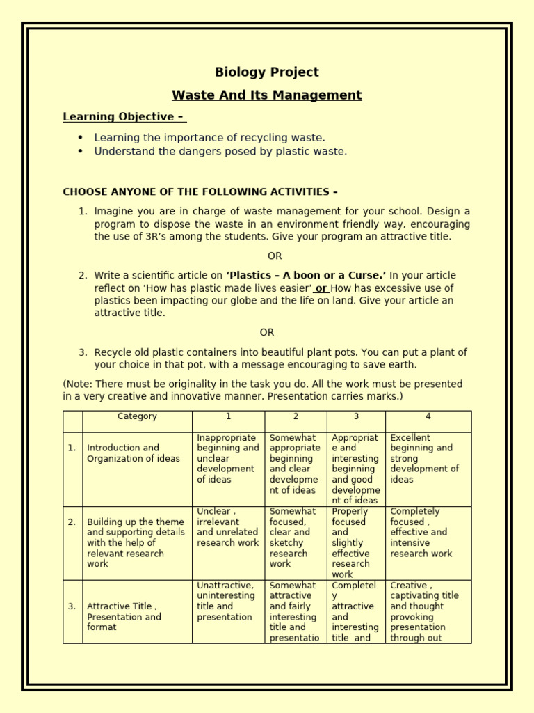 Project Work Waste and Its Management | PDF | Waste | Pollution
