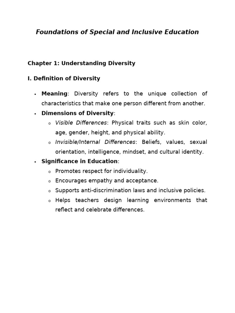 Foundations of Special and Inclusive Education | PDF | Inclusion ...