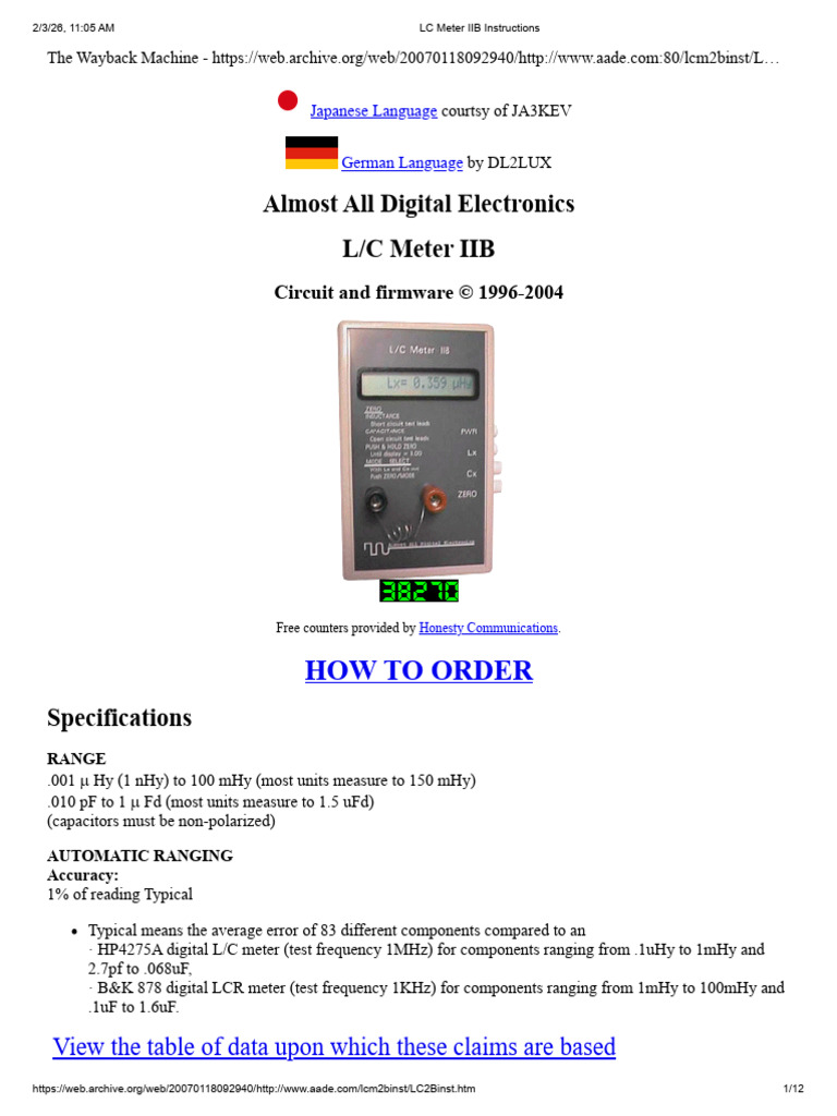 LC Meter IIB Instructions7 | PDF | Capacitor | Electrical Network
