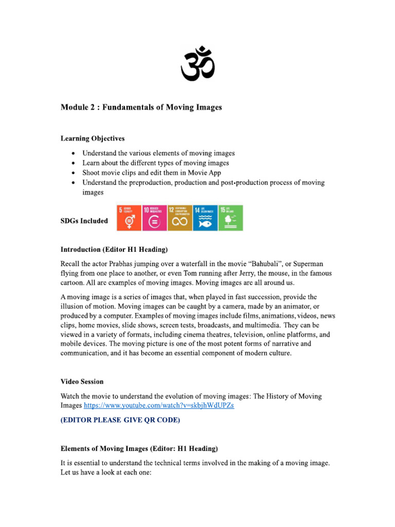 Study Material Fundamentals of Moving Images 2 | PDF