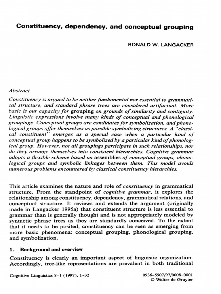Constituency Dependency and Conceptual Grouping-Langacker | PDF ...