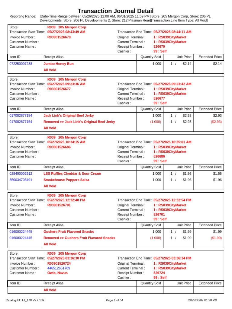 Transaction Journal Detail We 5 - 26-6!1!25 | PDF | Receipt | Invoice