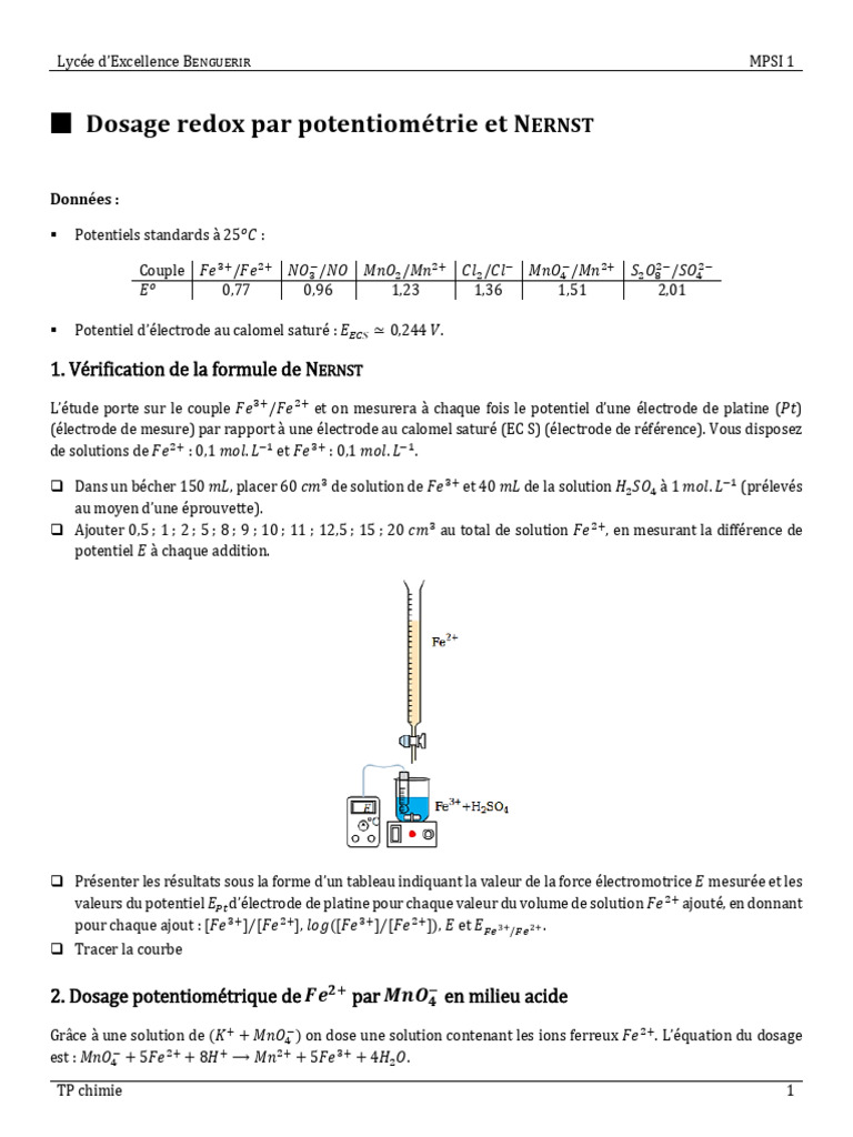 TP Chimie Oxydoreduction | PDF | Réaction d'oxydoréduction | Chimie ...