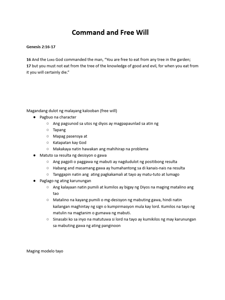 Command and Free Will | PDF