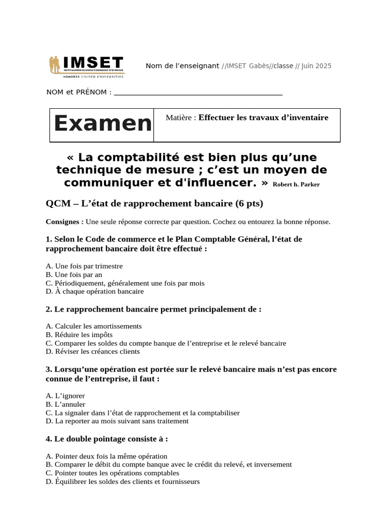 Examen Effectuer Les Travaux D'inventaire | PDF | Dépréciation ...