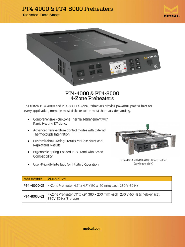 Metcal PT4 4000 PT4 8000 Preheater Data Sheet en | PDF | Computer ...