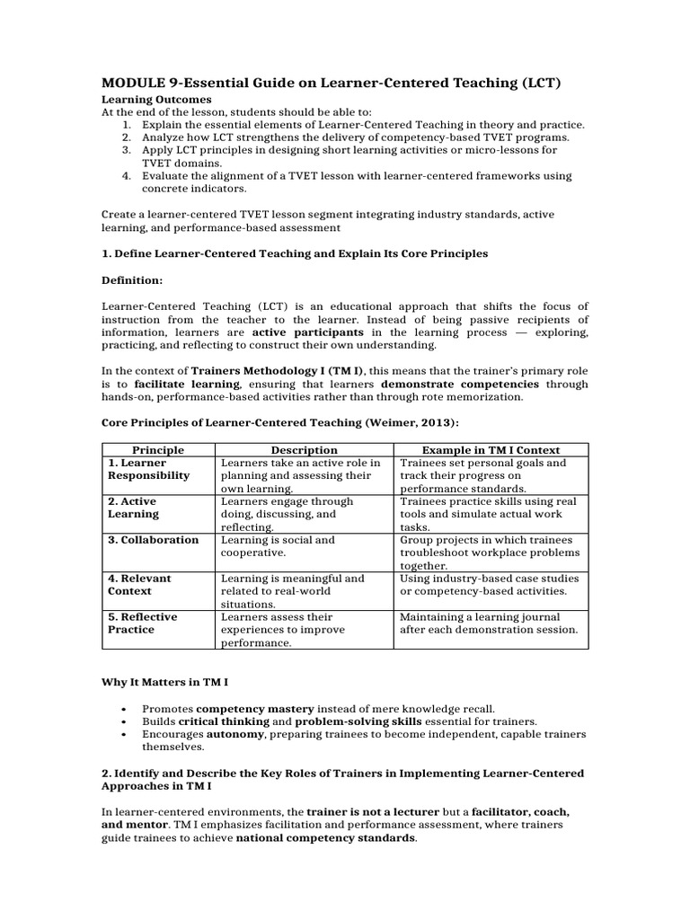 LCT Essential Guides To Learner - Centered - Teaching | PDF | Learning ...