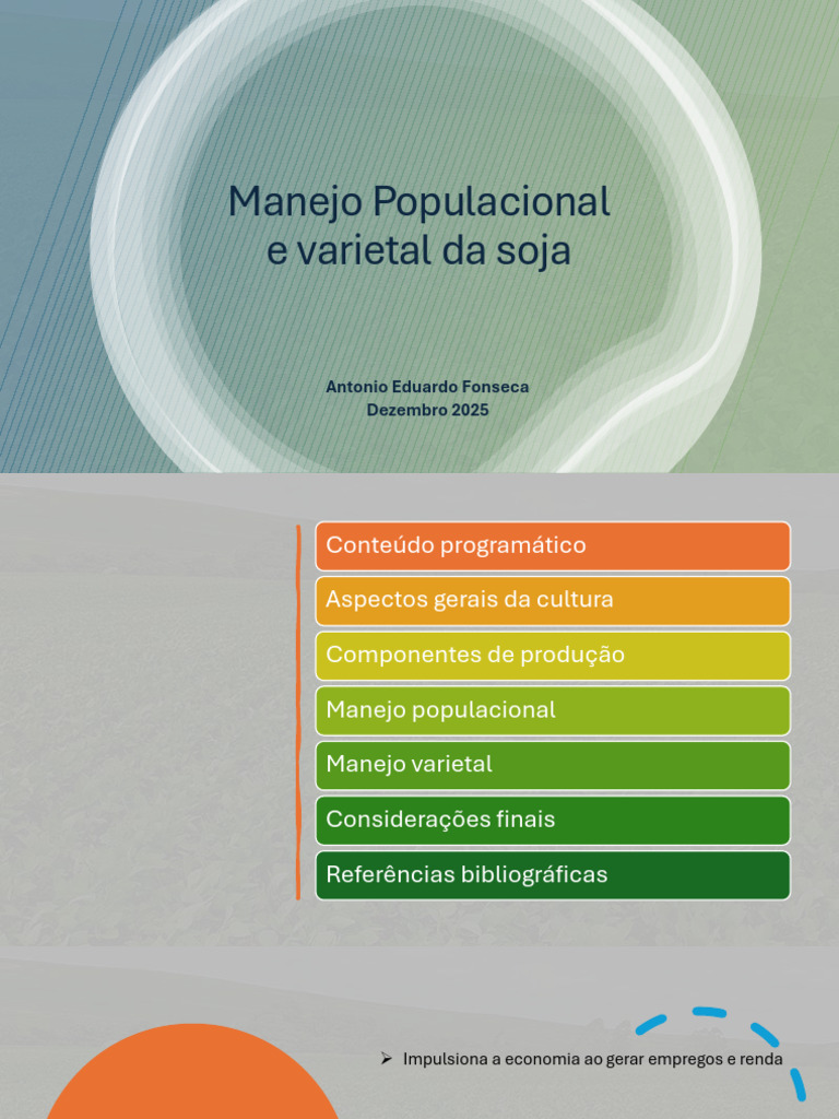 Manejo Populacional e Varietal Da Soja - R1 | PDF | Soja | Agricultura