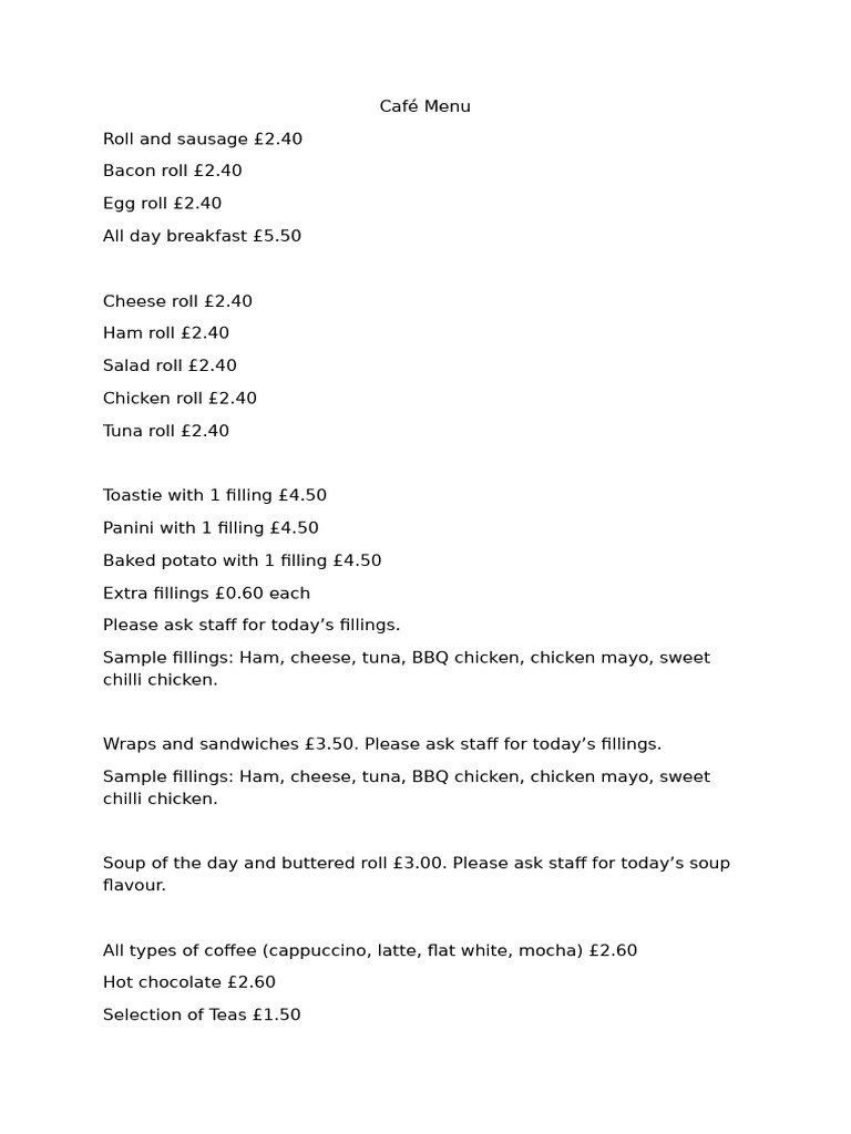 Text Only Cafe Menu Feb 26 | PDF