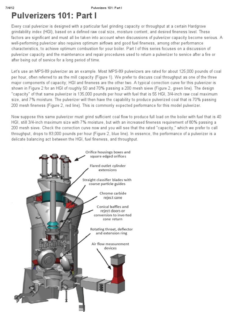 Coal Pulverizer Capacity and Recovery Guide | PDF | Mill (Grinding ...