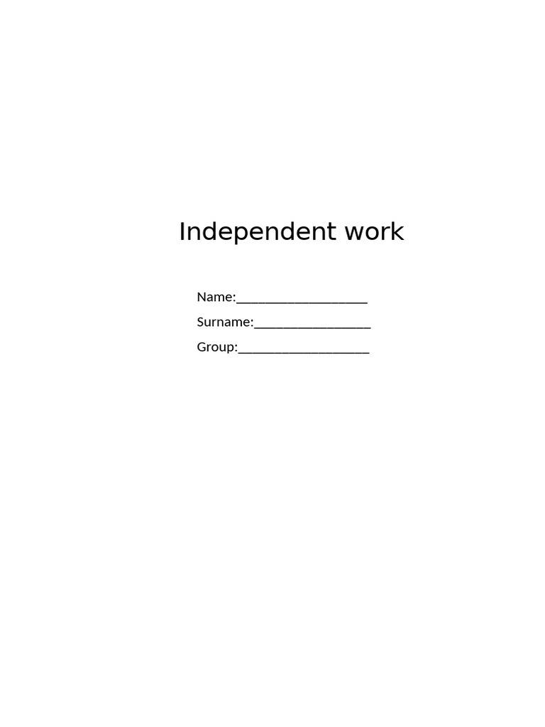 Indepndent Work | PDF