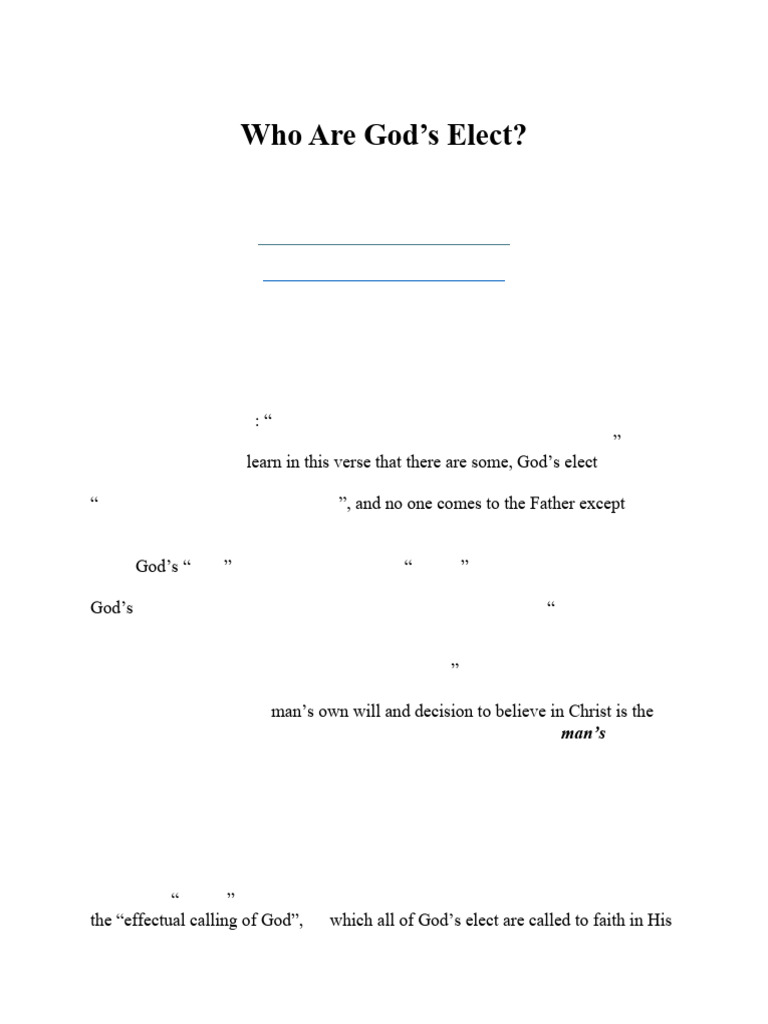 Who Are God's Elect | PDF | Jesus | God In Christianity