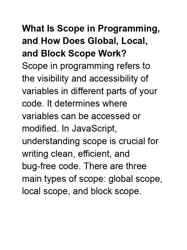 What Is Scope in Programming, and How Does Global, Local, and Block ...