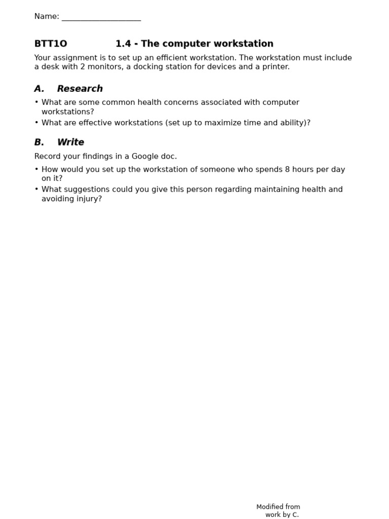 1.4 - Computer Workstation Handout | PDF