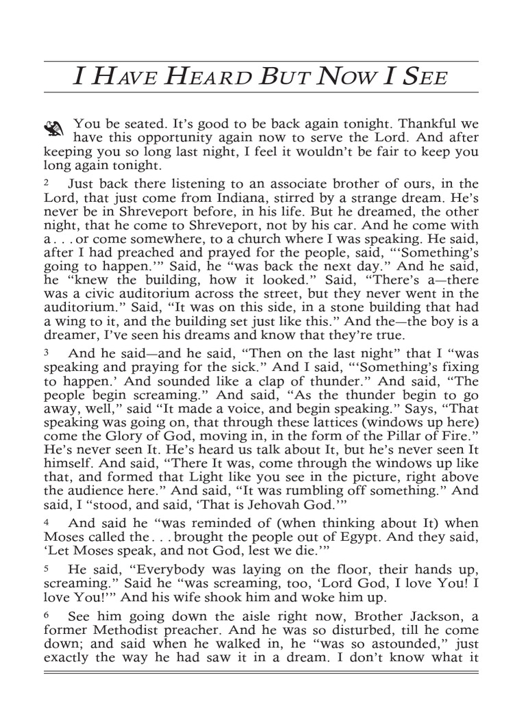 65-1127E I Have Heard but Now I See VGR | PDF | Pentecostalism | Jesus
