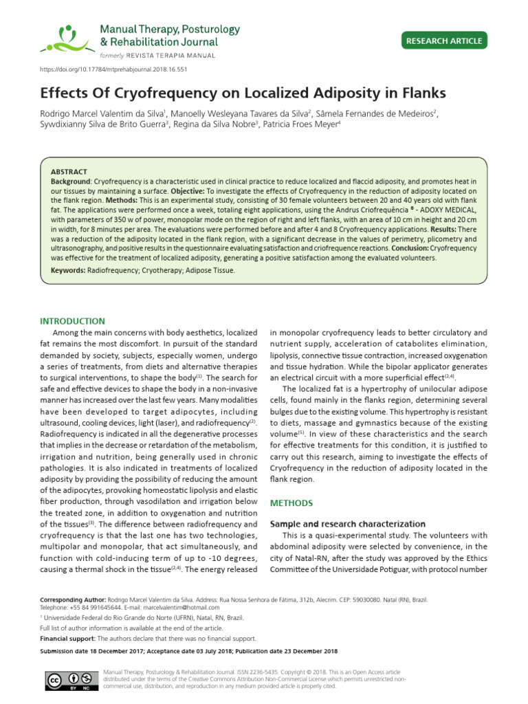 Effects of Cryofrequency on Localized Adiposity in Flanks | PDF ...