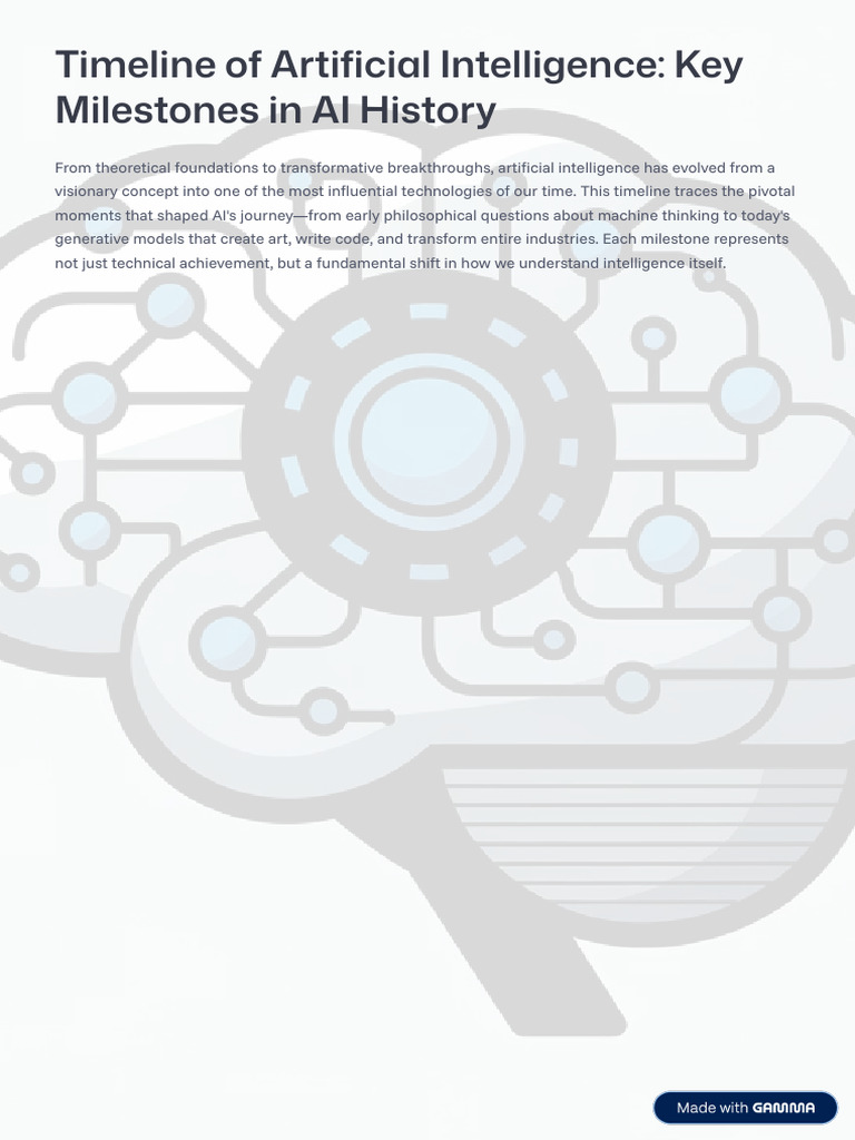 Timeline of Artificial Intelligence Key Milestones in AI History | PDF ...