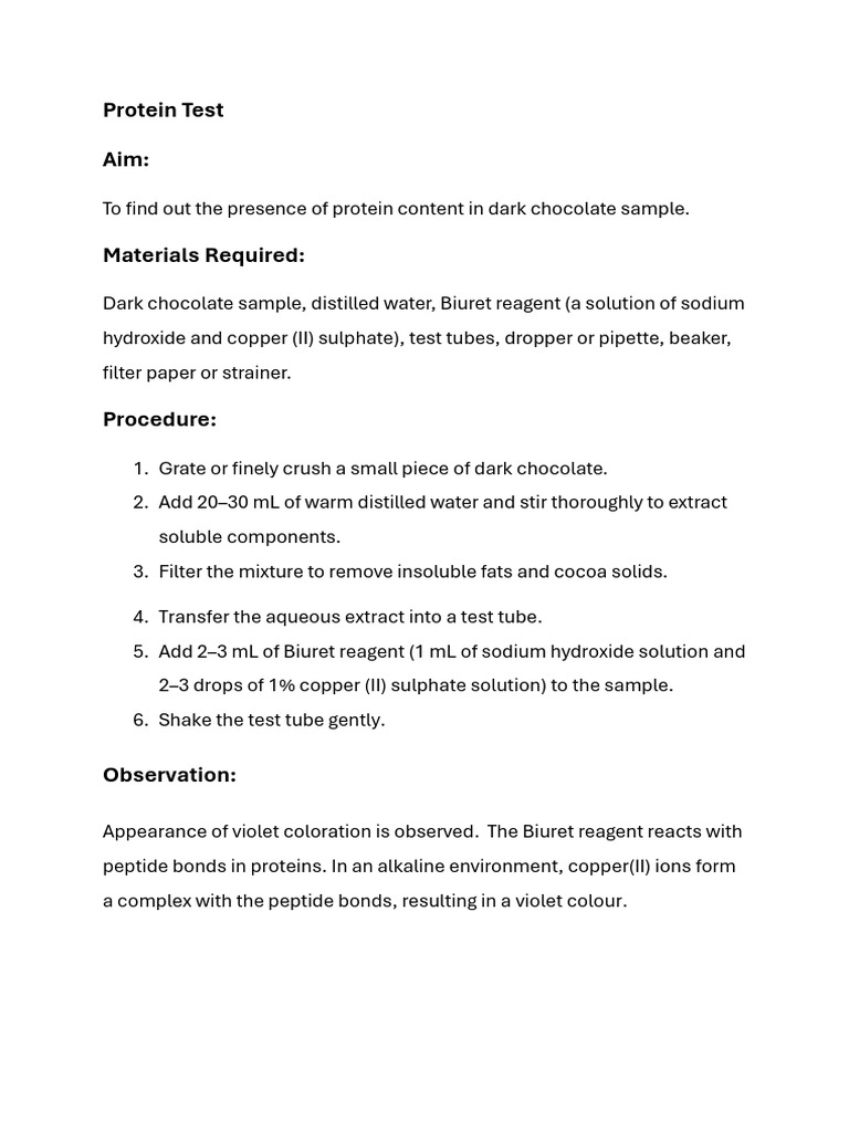 Protein Test | PDF