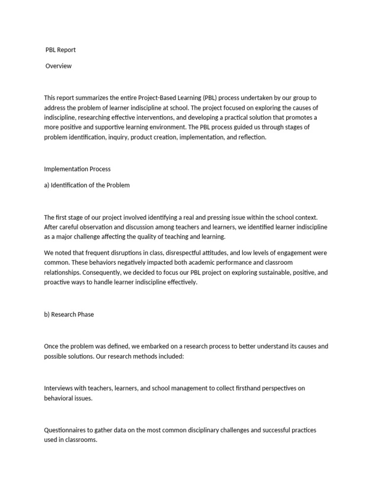 PBL Report- | PDF | Learning | Teachers