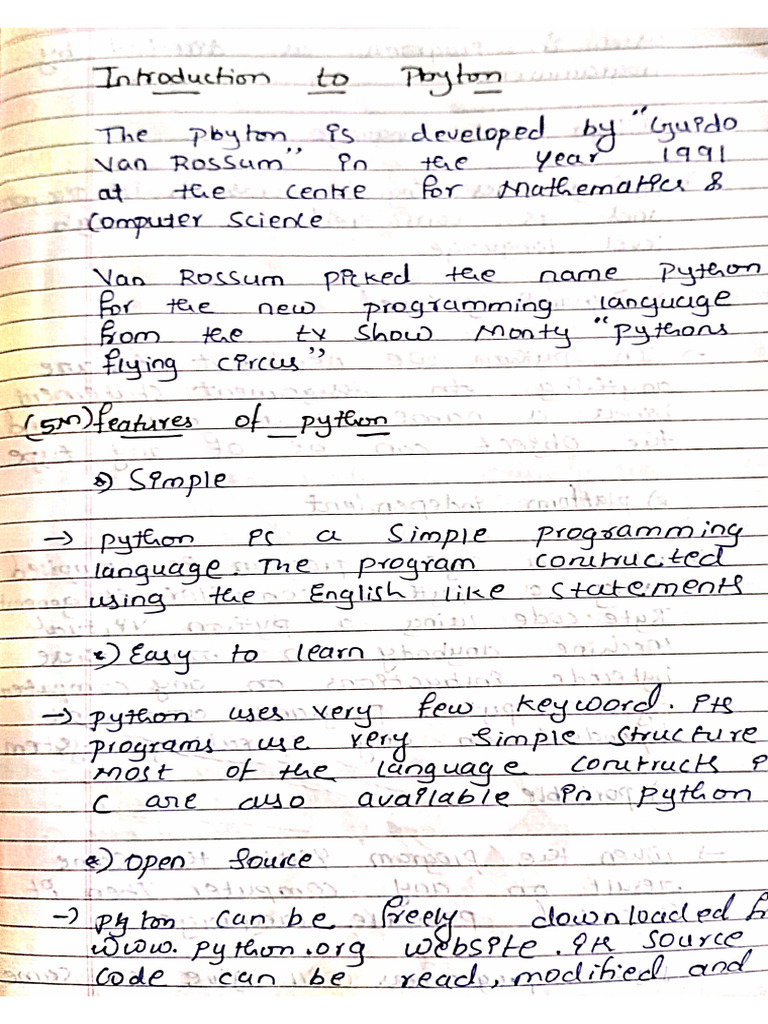 Python Notes 1 | PDF