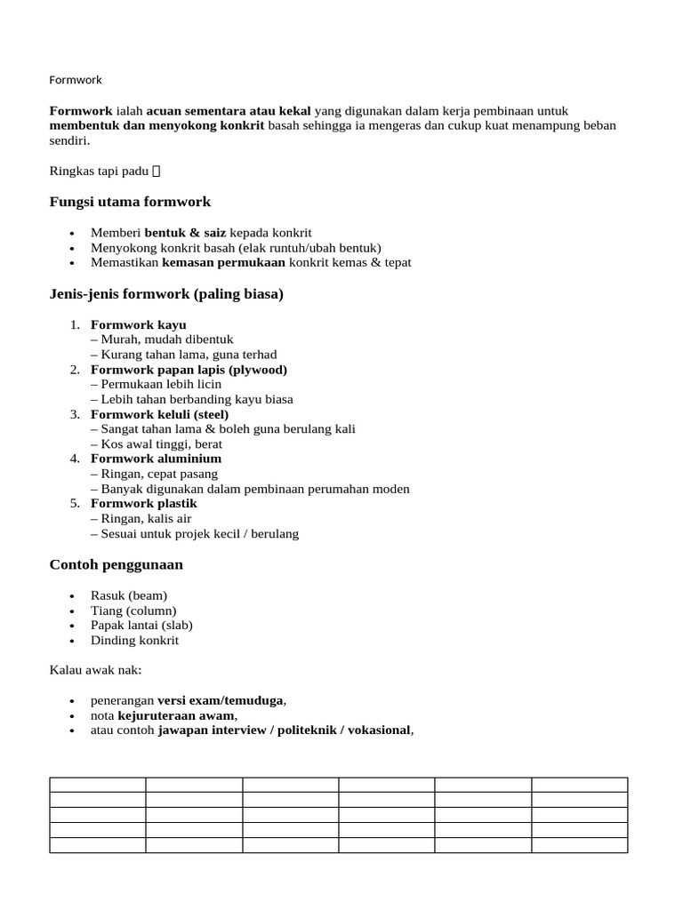 Form Work | PDF