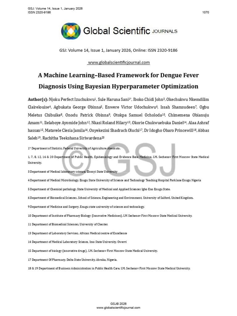 A Machine Learning Based Framework for Dengue Fever Diagnosis Using ...