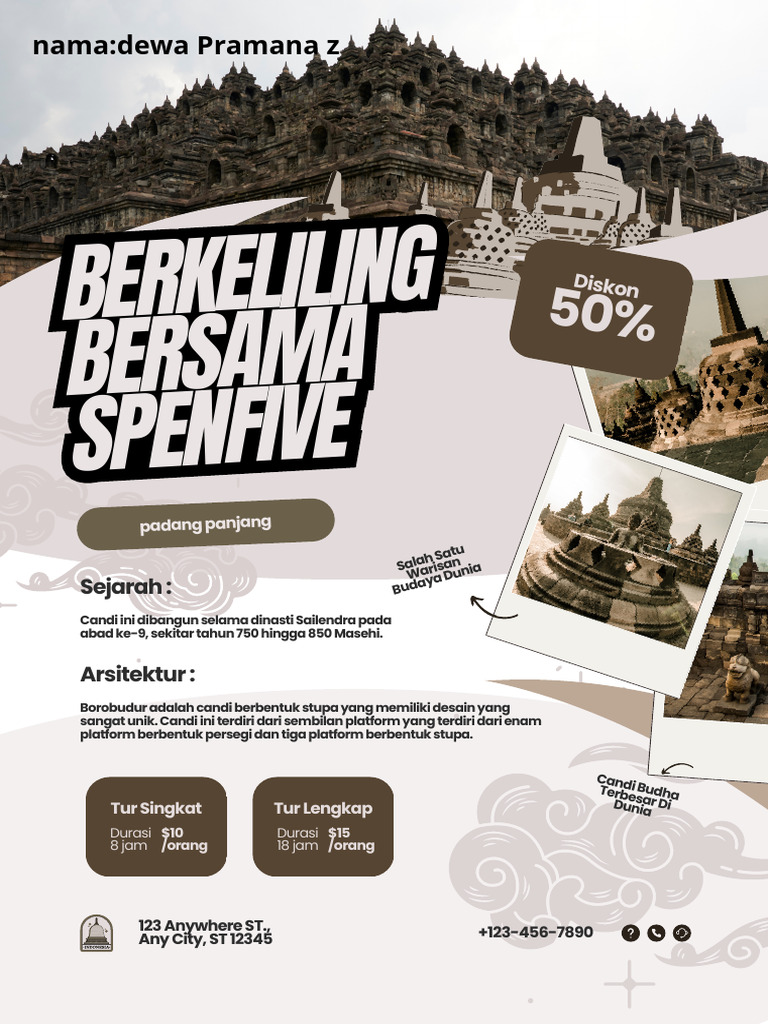 Coklat Krem Foto Kolase Pariwisata Candi Borobudur Selebaran - 20250423 ...