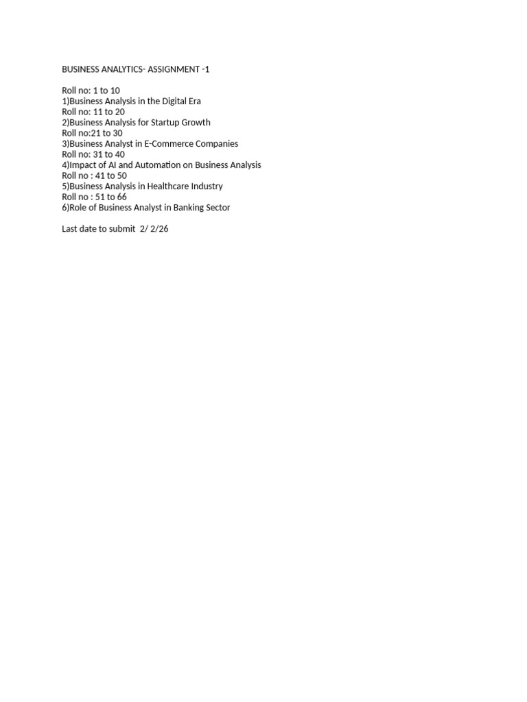 Business Analytics - Assignment - 1 | PDF