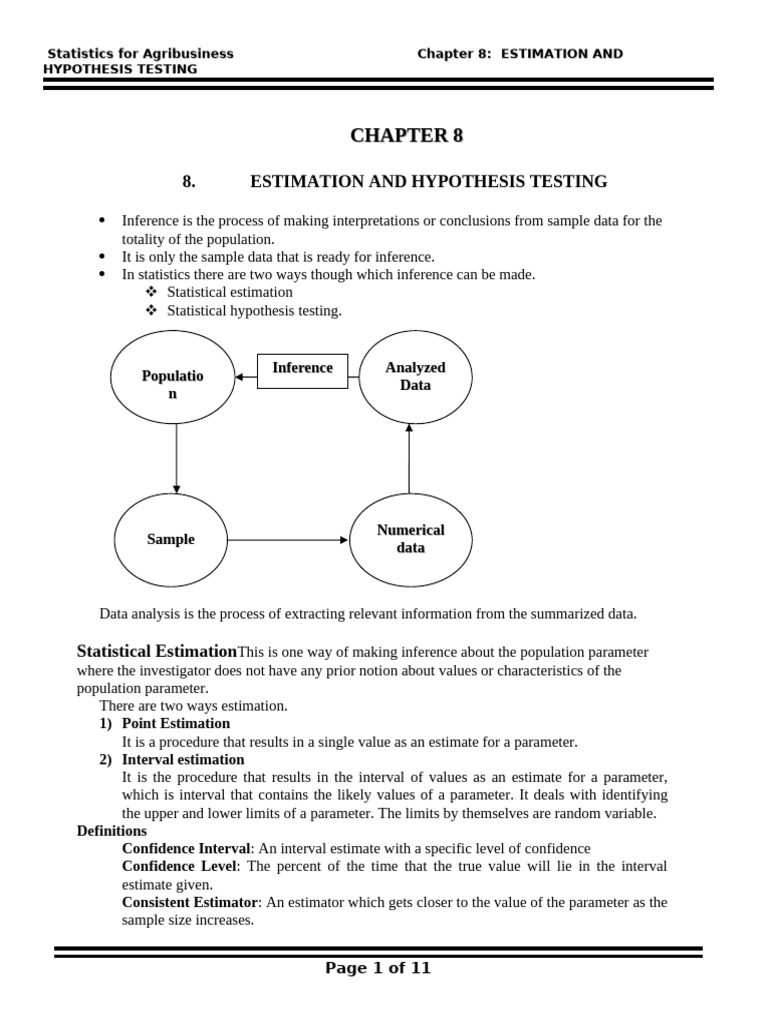 Chapter-8-Estimation & Hypothesis Testing | PDF | Estimator | Statistics