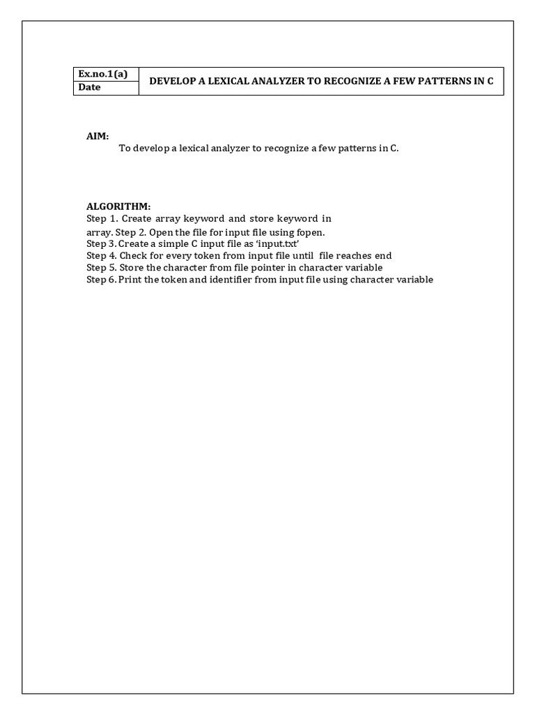 Aim and Aglorithm[1] | PDF | Parsing | Computer Program