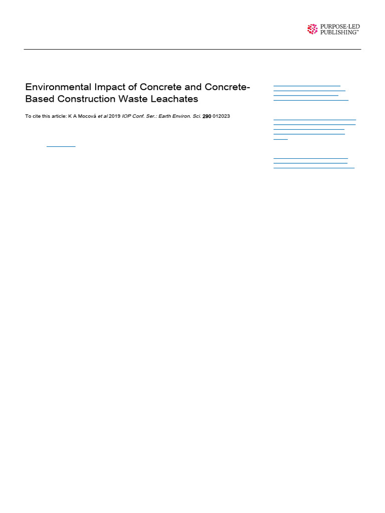Environmental Impact of Concrete and ConcreteBased Construction Waste ...