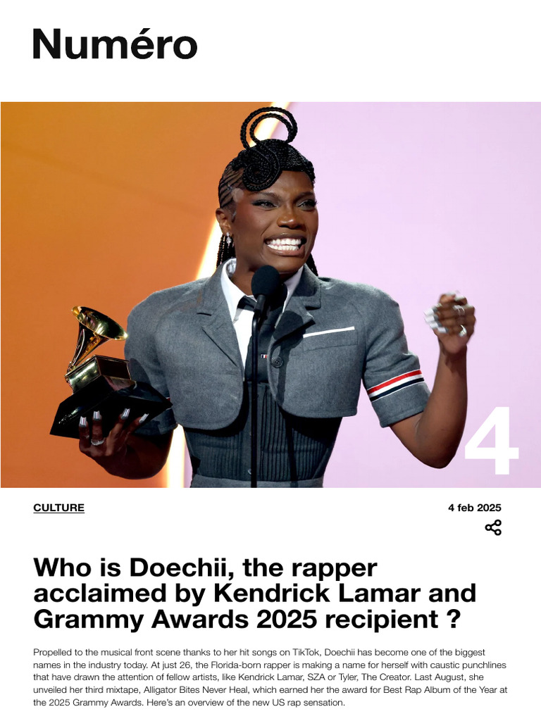 Doechii - The 2025 Grammy Award-Winning Rapper | PDF | Grammy Awards