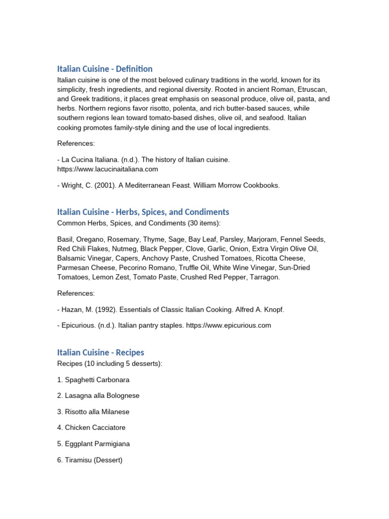 Culinary Research Combined | PDF | Mediterranean Cuisine | Italian Cuisine