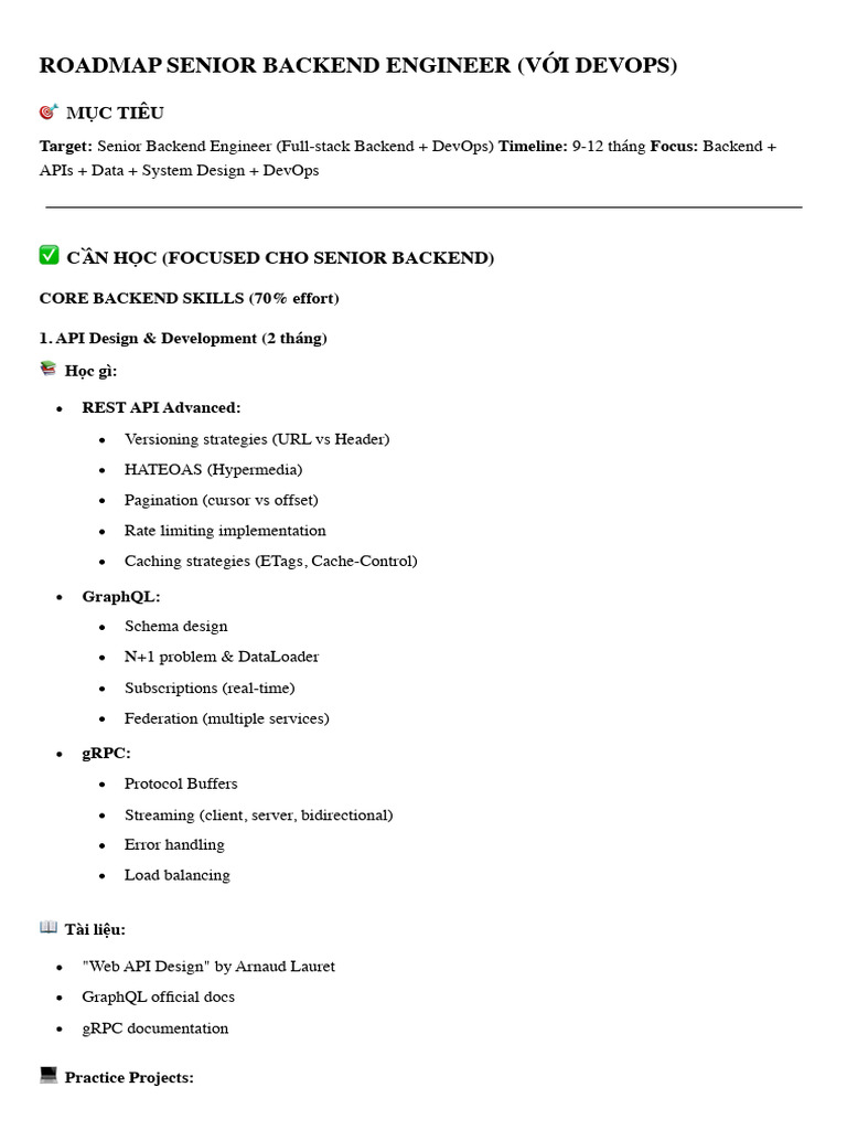 Senior Backend Roadmap - MD | PDF | Cache (Computing) | Software ...