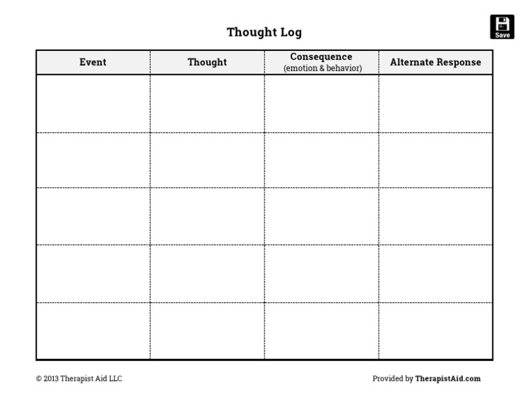 Blank Thought Log Fillable English | PDF
