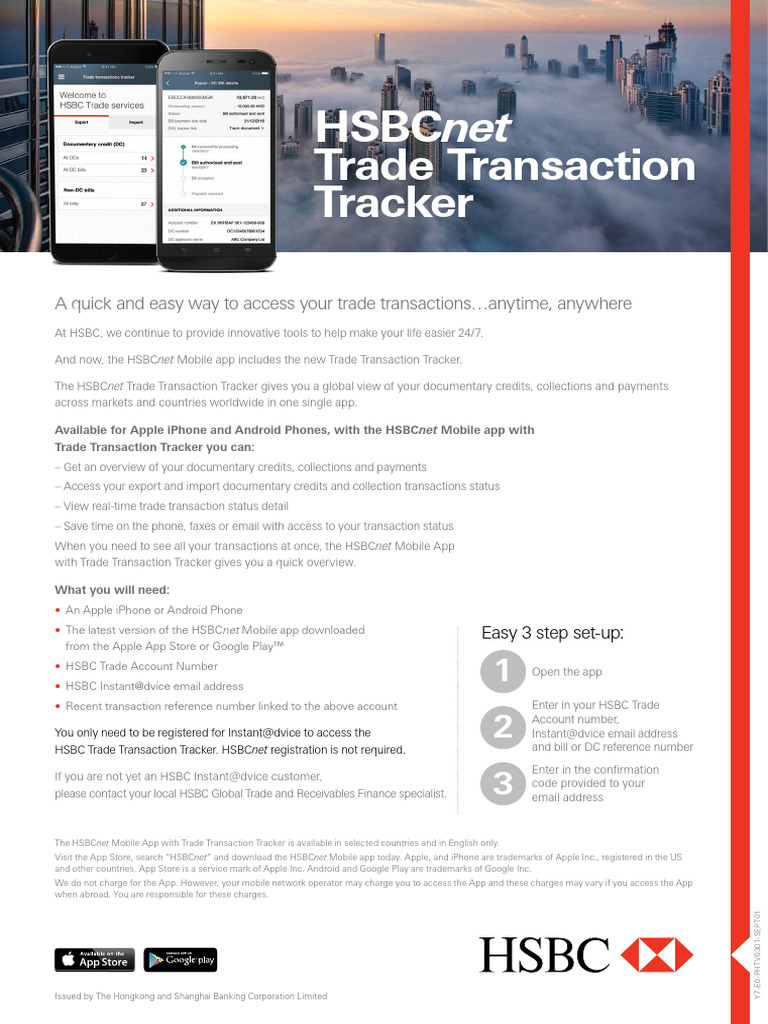 Trade Transaction Tracker Factsheet | PDF | Mobile App | Hsbc