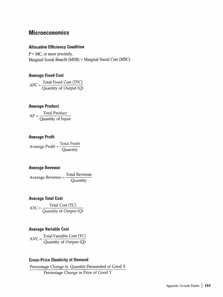 Formula Sheet For Macro - Microeconomics | PDF