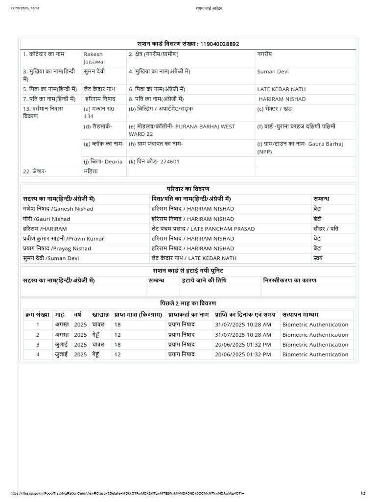 Prahalad Ration Card | PDF