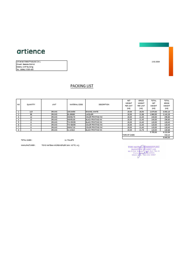 2026-034 UMP Packing List | PDF | Printing | Publishing