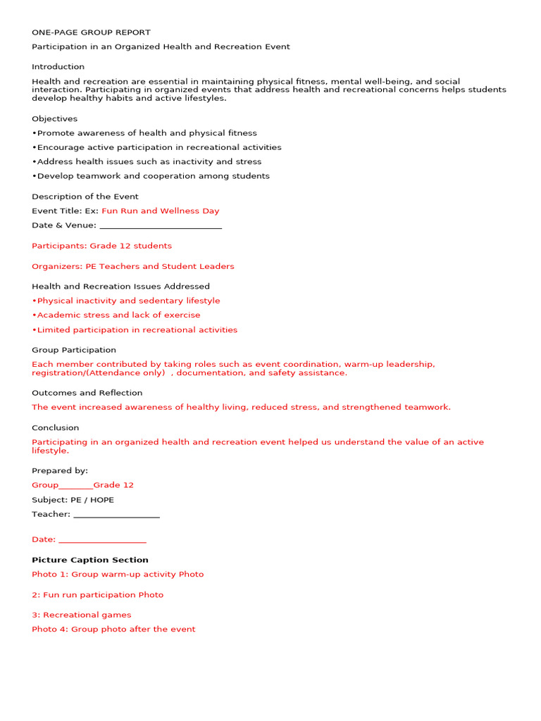 Group Report PE | PDF