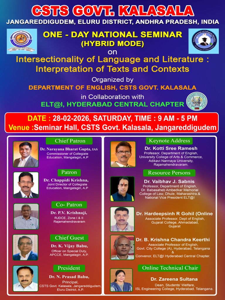 National Seminar in English Feb 2026 at CSTS | PDF