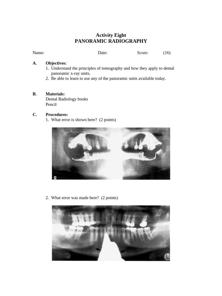 Dental Radiology and Radiography Manual A8 | PDF