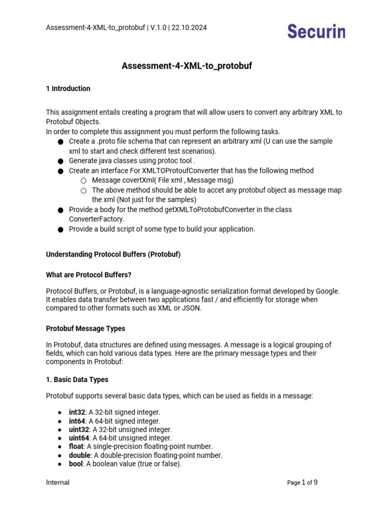 Assessment 4 XML To Protobuf v.1.0 | PDF | Boolean Data Type | Xml