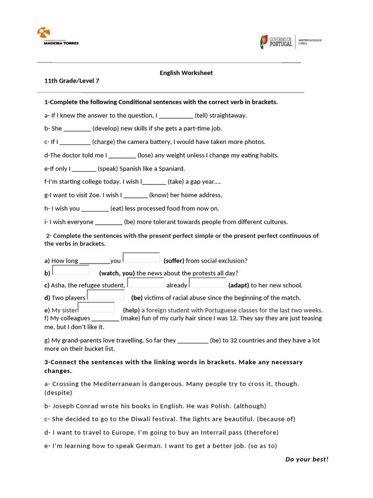 English Worksheet | PDF