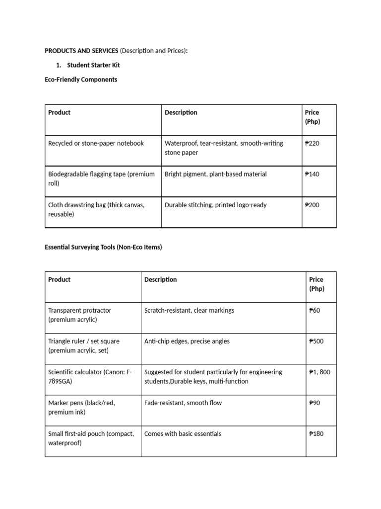 Products and Services For Business | PDF