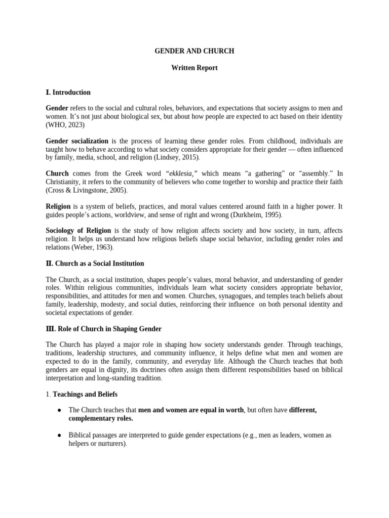 Gender and Church BSBA 2A Group 4 3 | PDF | Gender | Gender Studies